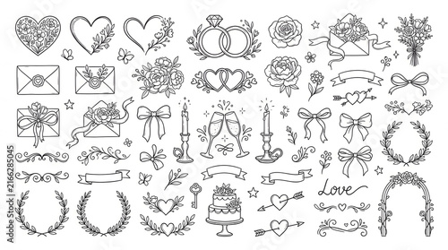 Wedding Floral Frames and Decorative Botanical Elements