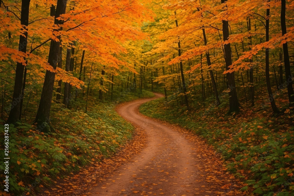 Fototapeta premium Serene autumn forest path