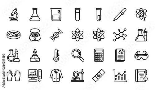 Картината върху платно Scientific research and laboratory editable line icon collection featuring exper