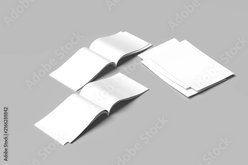 Landscape hardcover flyer a4 mock up isolated on white background.. A4 size book or catalog mock up. 3D illustration.
