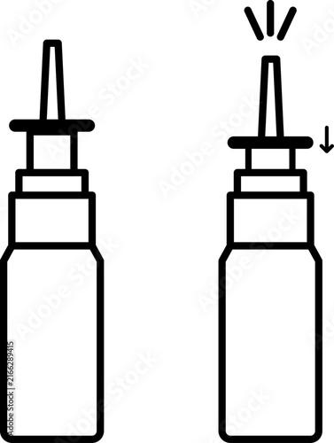 Nasal Spray Bottle Icon Set Medical Illustration