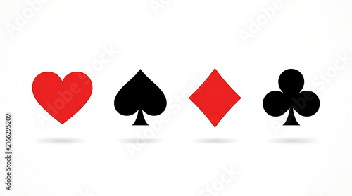 Set of four playing card suit symbols on a white background