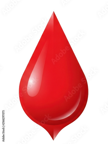 Red blood drop icon isolated on white. Medical liquid symbol for health and donation design.