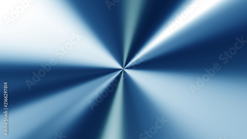 Circular shiny brushed metal texture, blue metallic background render illustration.