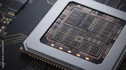 Next generation 2nm GAA logic processor semiconductor 3D illustration with copy space