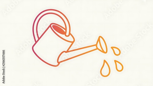 Gradient watering can icon with water drops