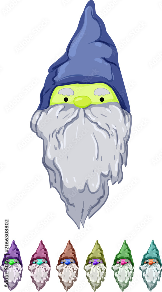 Fototapeta premium fantasy garden gnome cartoon. fantasy garden gnome sign colorful illustration