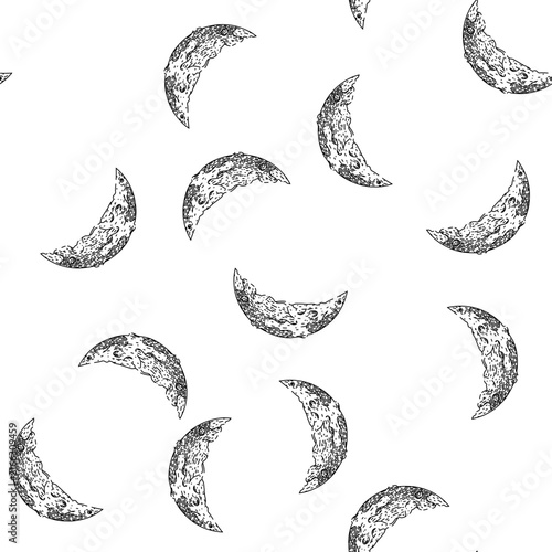 Fotografía seamless pattern lunar moon hand drawn