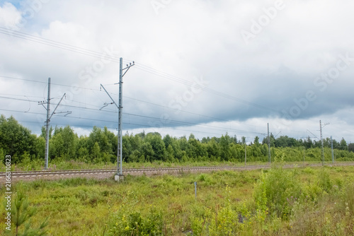 an electrified section of railway line in the wilderness