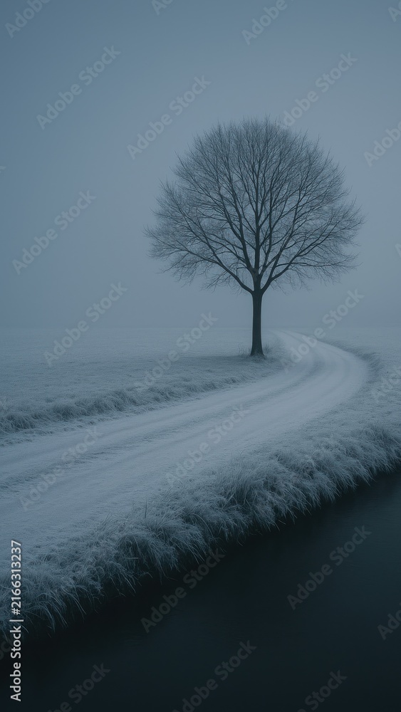 Fototapeta premium Serene winter landscape wallpaper for mobile