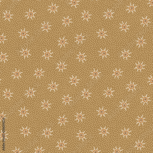 abstract solid batik modern textile vector design, arrangement with big hibiscus flower, all-over seamless  pattern with brown and yellow 
tone color illustration, digital image printing factory