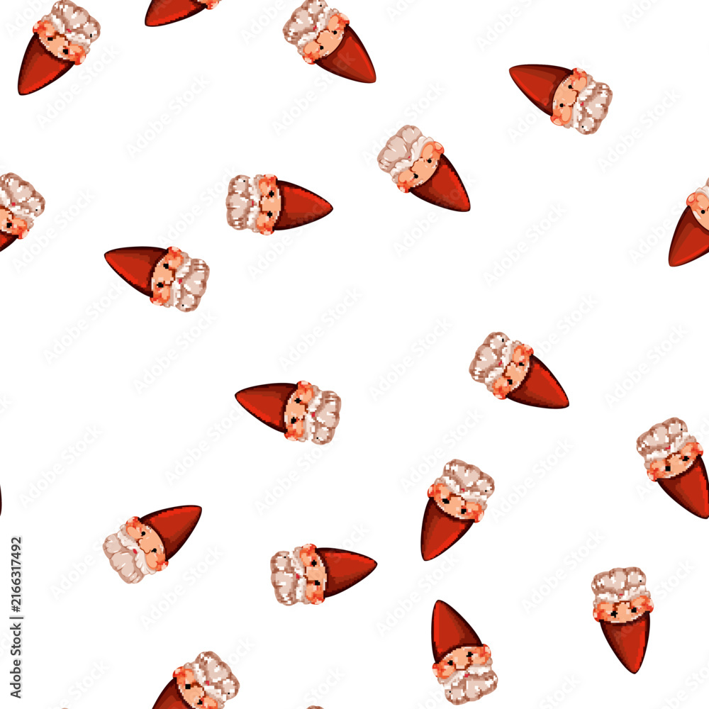 Fototapeta premium pattern fantasy garden gnome cartoon. fantasy garden gnome sign vector