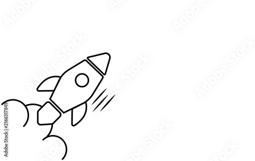rocket launch startup business project concept line icon simple vector