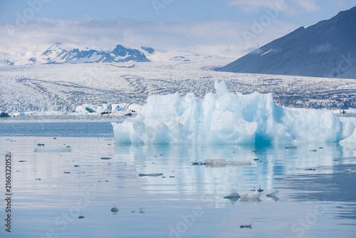 Sunshine over Jokulsarlon glacier lake in Iceland