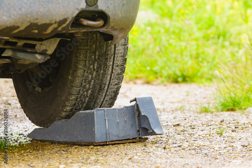 Camper broken leveling block in use.