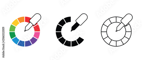 Fotografie Color Picker Icons: Three distinct icons illustrating the concept of color selection