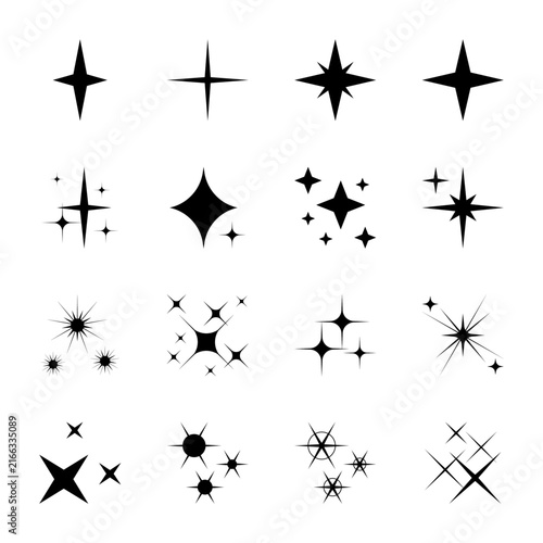 Black sparkle and cross icon set on white background Vector Illustration