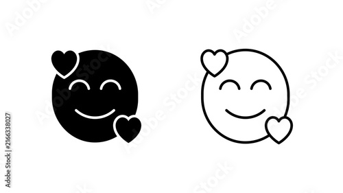 Foto Smiling face glyph and outline