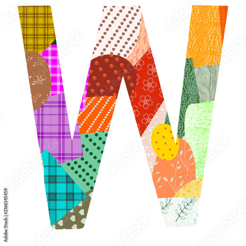 colorful W Alphabet for decoration 