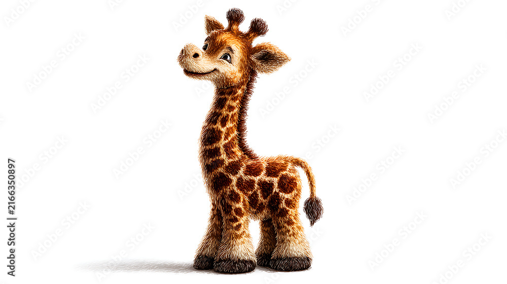 Obraz premium Majestic Giraffe Standing Proudly Isolated on a Pure White Background