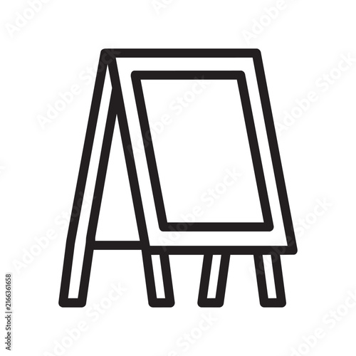 Minimalist outline vector icon of a blank sidewalk sandwich board easel chalkboard