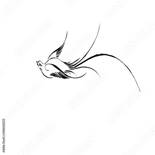 Принти на полотні Minimalist black and white cat silhouette leaping in mid-air with dynamic motion