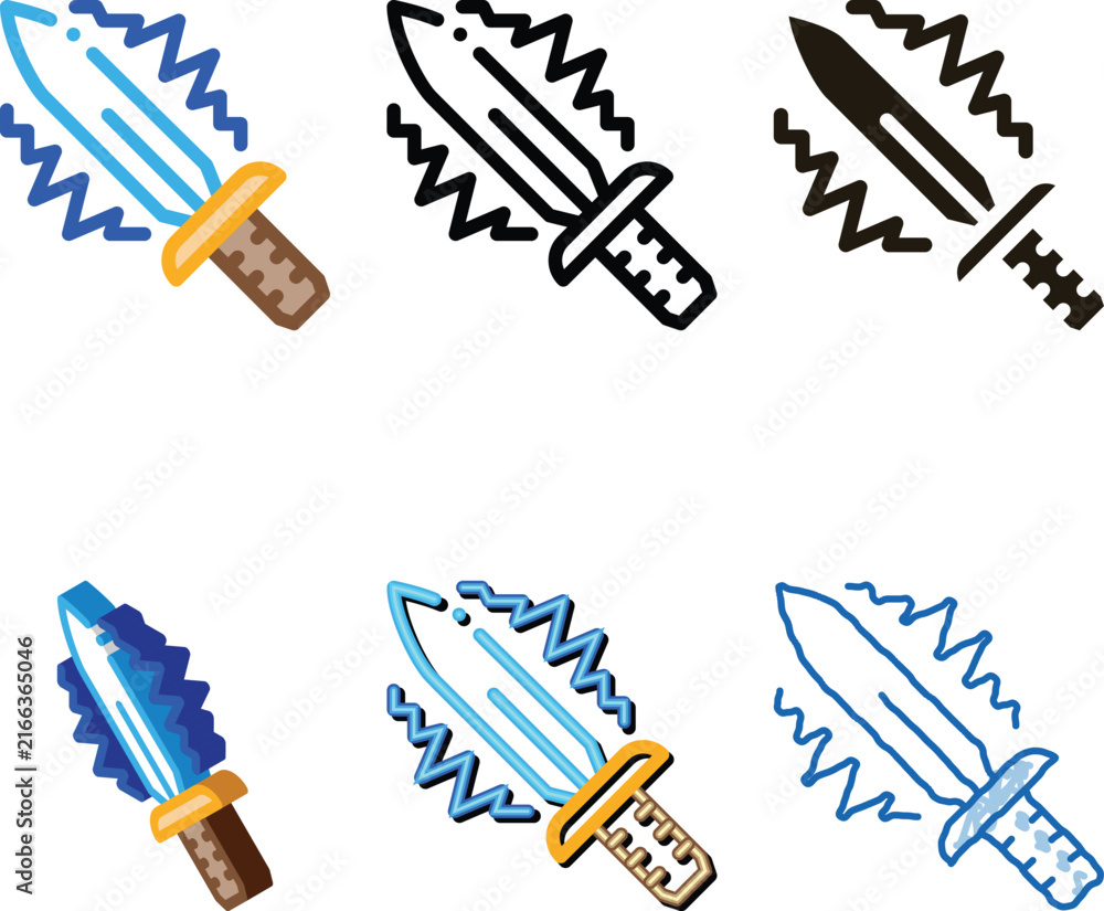 Naklejka premium Sparkle Sword Icon Vector. Outline Sparkle Sword Sign. set Color Isolated Contour Symbol