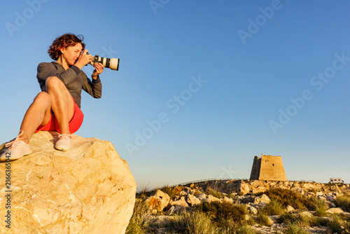 Tourist take photo, Cabo de Gata, Spain