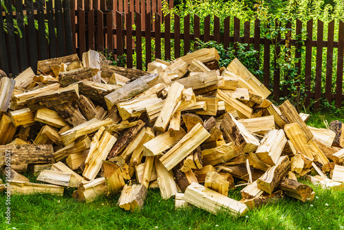 Stack of firewood at house