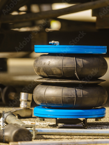Car in service. Installing air ride suspension.
