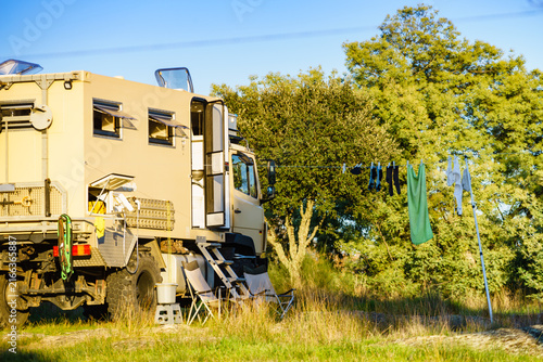 Offroad camper 4x4 truck on nature
