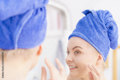 Woman wearing towel on her head