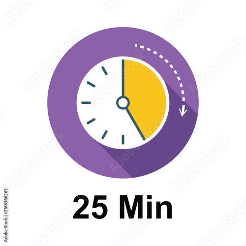 25 Minute Countdown Timer Clock with Yellow and Purple Gradient Design for Productivity