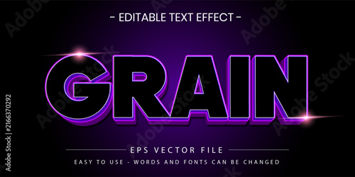 Grain purple glowing 3d editable text effect vector template