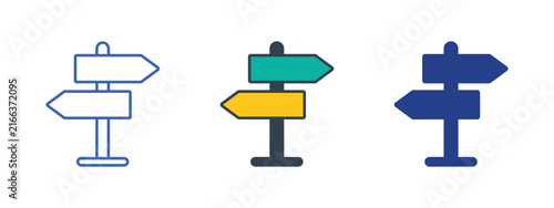 Directional Signpost Vector Icon Set