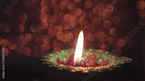Traditional indian oil lamp diya burning at night