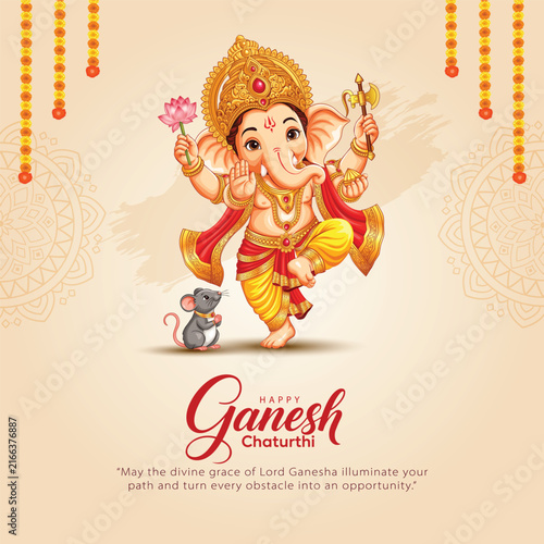 Obraz na płótnie Lord Ganpati on Ganesh Chaturthi background
