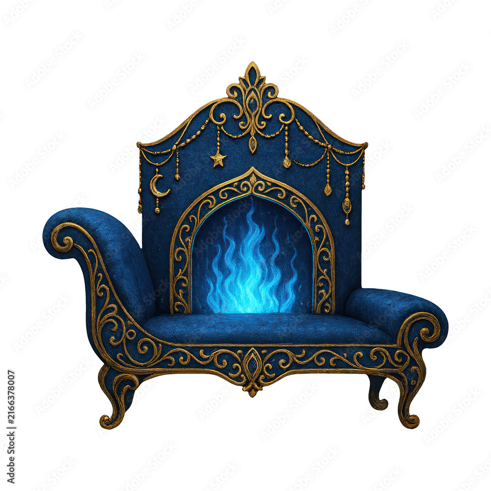 Naklejka premium PNG Ornate chair with mystical fire.