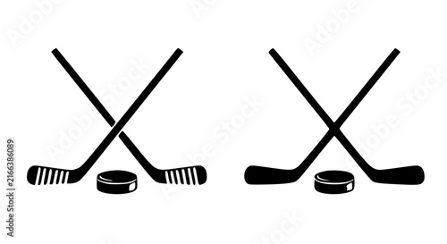 Photography Black and white hockey sticks and pucks isolated on transparent background for s
