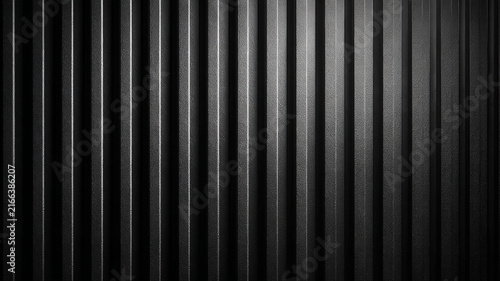 Black Vertical Ribbed Wall Texture Background with Modern Minimal Architectural Pattern