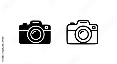 Minimalist black and white DSLR camera icons for digital design and photography projects