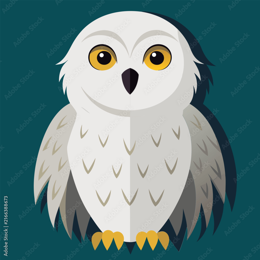 Naklejka premium Cute cartoon snowy owl design.