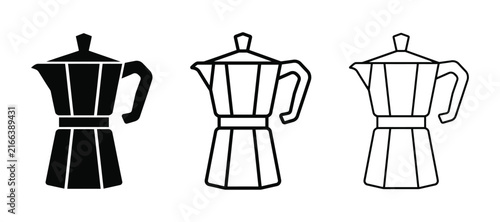 Obraz na płótnie Moka pot icon set featuring classic italian geyser coffee maker and stovetop esp