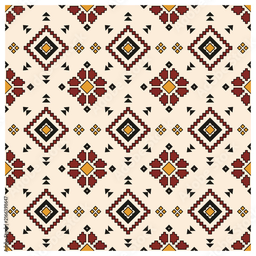Boho Tribal Geometric Seamless Pattern with Ethnic Diamond Motifs for Textile, Fabric, Wallpaper and Home Decor