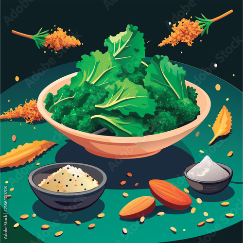 Healthy greens with superfood blend.
