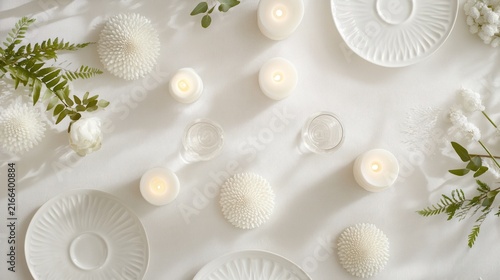Elegant table setting with candles and flowers for celebration