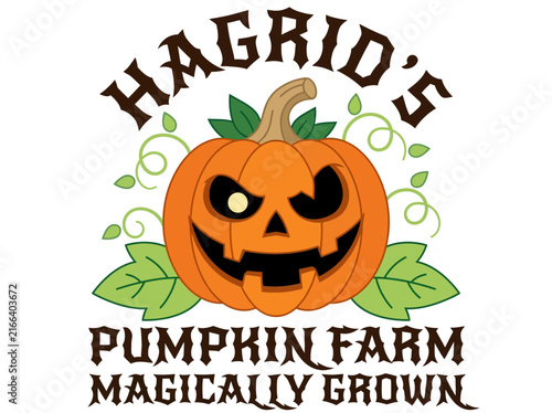 Photography Vintage Hagrid's Pumpkin Farm Magically Grown Halloween Sign Illustration