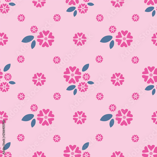 Seamless pattern with pink flowers on pink background