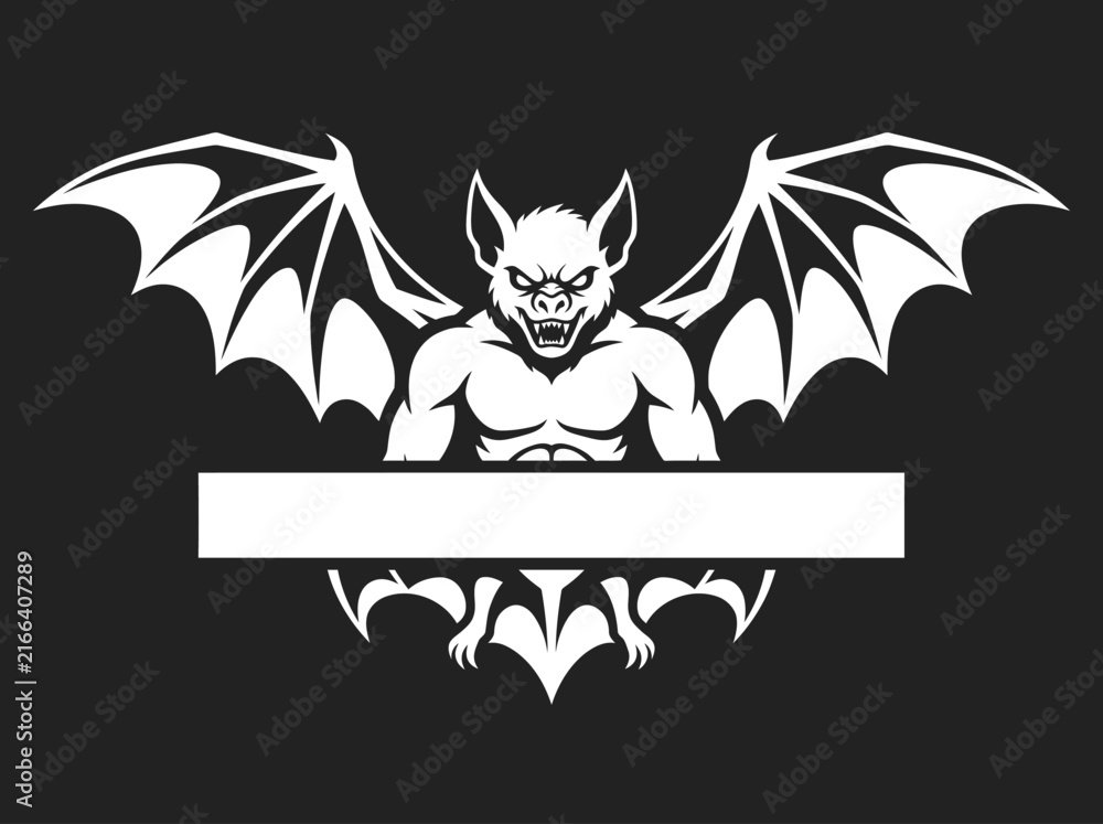 Fototapeta premium Bat Monster Mascot Logo with Banner