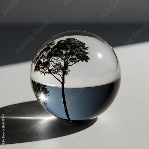 Tapety artystyczne Glass Sphere Casting a Tree-Shaped Shadow